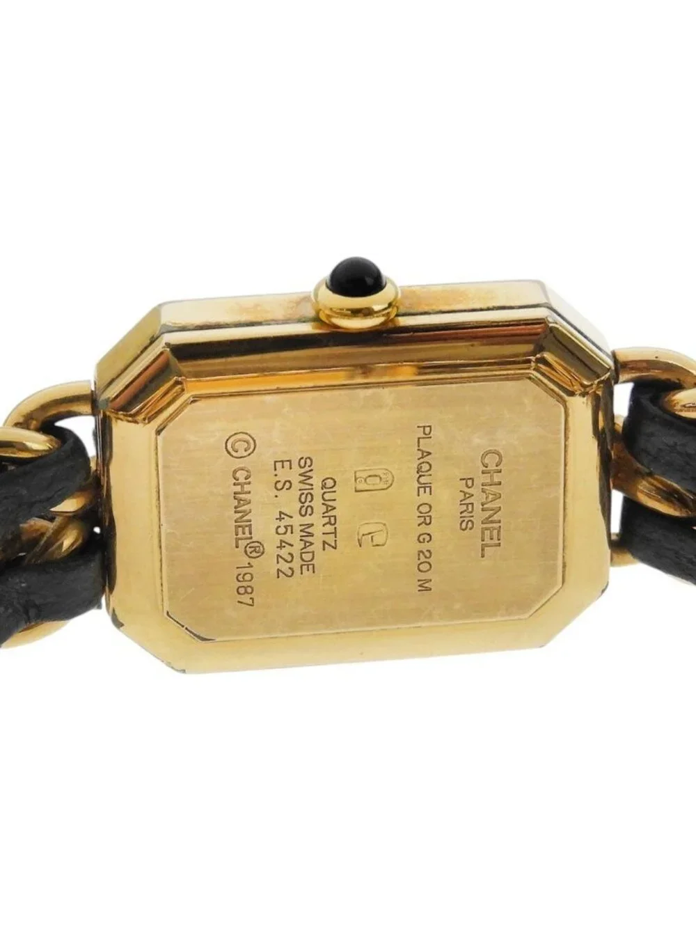 Chanel Premiere M Gold Plated Leather Quartz Analog Display Black Dial Watch